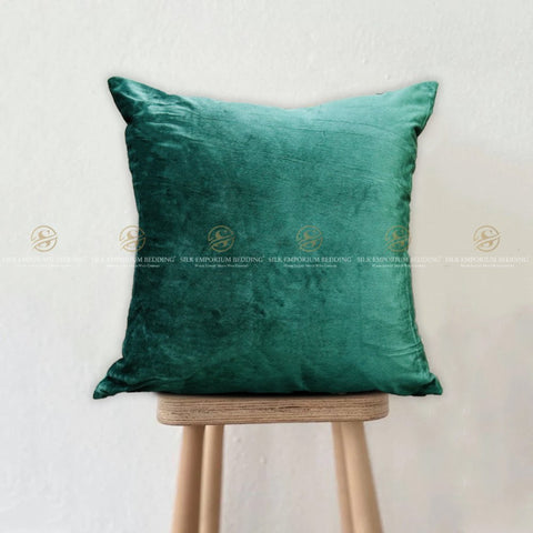 Azaadi Sale Velvet Square Cushion Cover (Emerald Green) - Silk Emporium Bedding