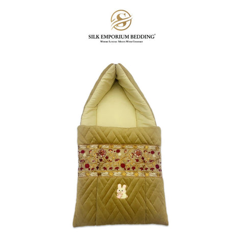 Carry Nest quilted Velvet (Camel) - Silk Emporium Bedding