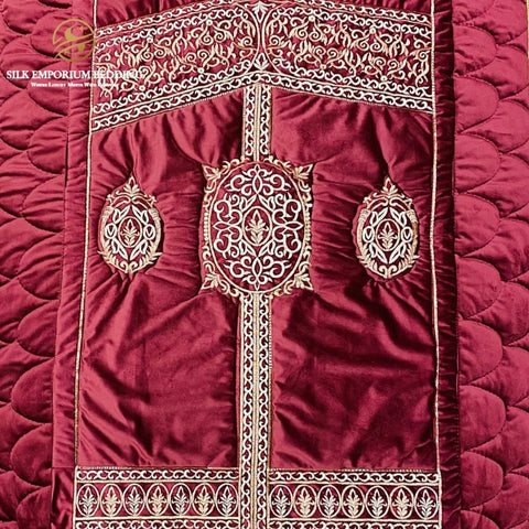 Embroidered Quilted Prayer mat - Silk Emporium Bedding
