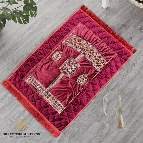 Embroidered Quilted Prayer mat - Silk Emporium Bedding