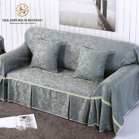 Jacquard Sofa Couch Cover Protector Grey - Silk Emporium Bedding