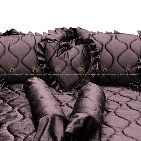 Luxury Velvet Bridal 9 Pcs set. ( Choco Brown) - Silk Emporium Bedding