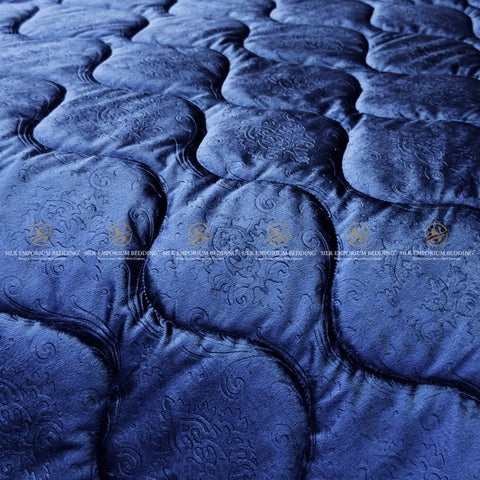 Luxury Velvet Bridal 9 Pcs set. (Navy Blue) - Silk Emporium Bedding