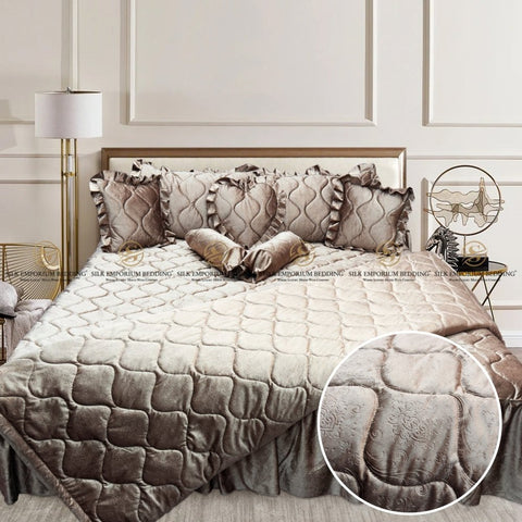 Luxury Velvet Bridal 9 Pcs set.(Skin) - Silk Emporium Bedding