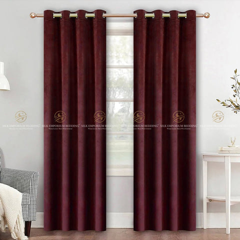 PREMIUM Velvet Curtains Burgundy - Silk Emporium Bedding