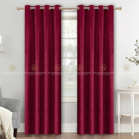 PREMIUM Velvet Curtains maroon - Silk Emporium Bedding