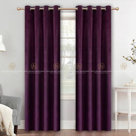 PREMIUM Velvet Curtains Purple - Silk Emporium Bedding