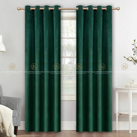 PREMIUM Velvet Curtains Sacramento Green - Silk Emporium Bedding