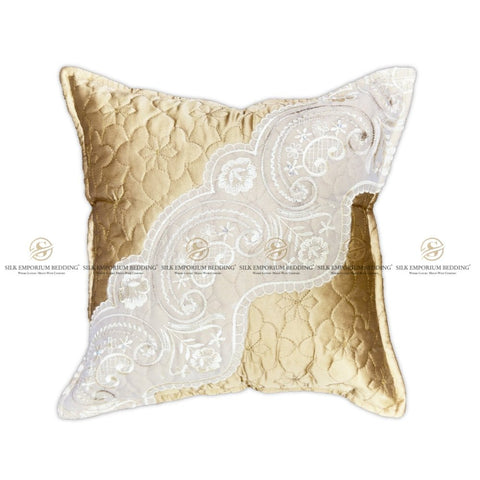 Silk Quilted Turkish Bedspread 4pcs Set (Champagne Gold) - Silk Emporium Bedding