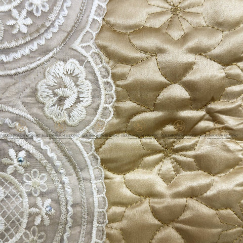 Silk Quilted Turkish Bedspread 4pcs Set (Champagne Gold) - Silk Emporium Bedding