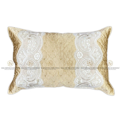 Silk Quilted Turkish Bedspread 4pcs Set (Champagne Gold) - Silk Emporium Bedding