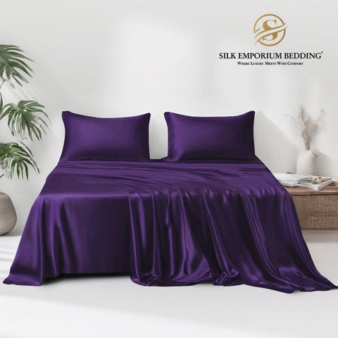Silk Satin Bedsheet 3pcs (Indigo) - Silk Emporium Bedding