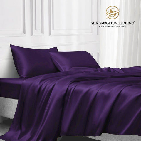 Silk Satin Bedsheet 3pcs (Indigo) - Silk Emporium Bedding