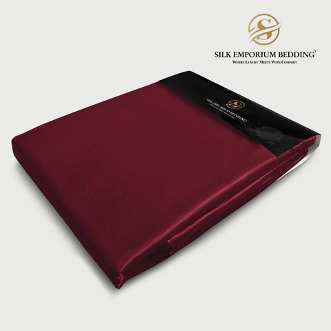 Silk Satin Bedsheet 3pcs (Maroon) - Silk Emporium Bedding