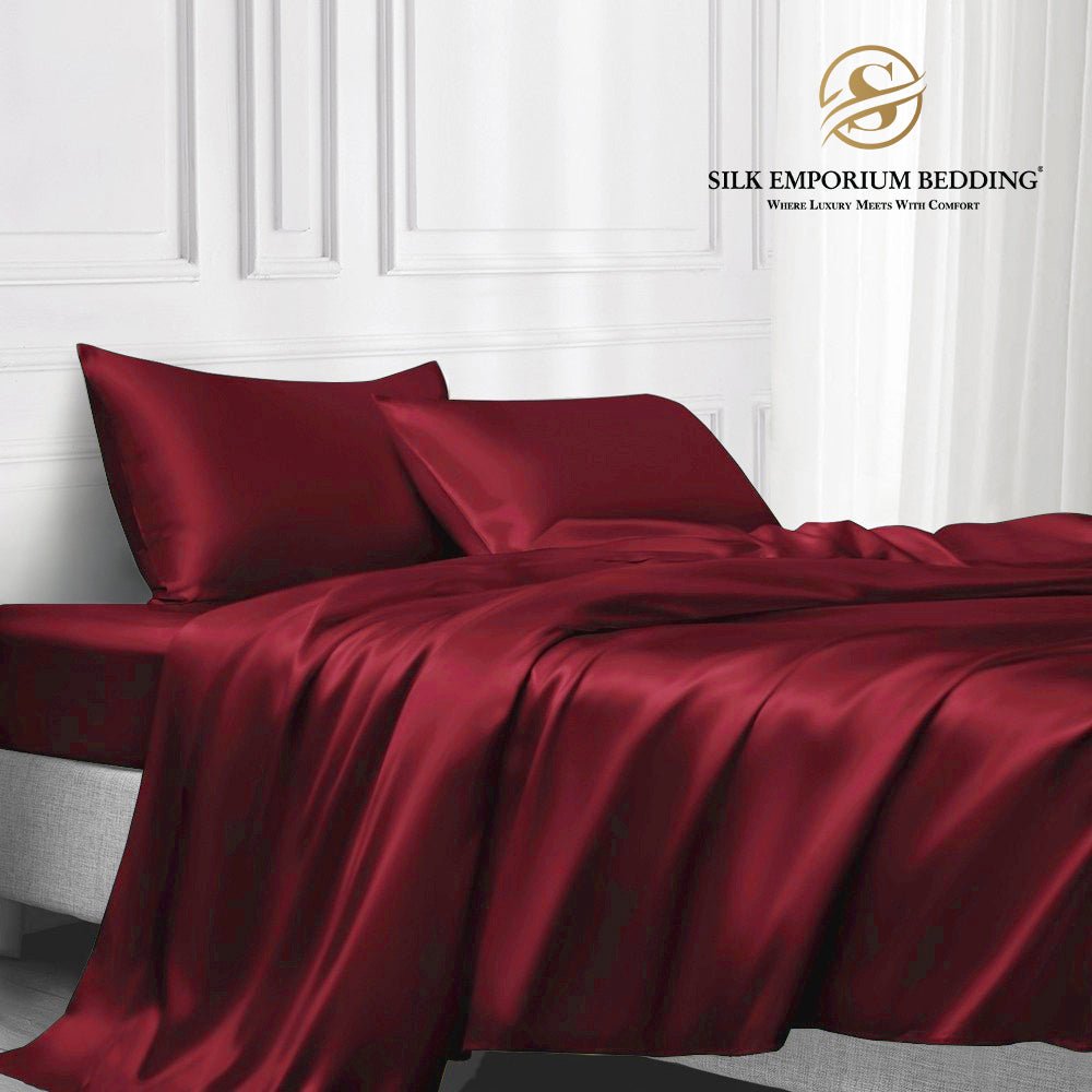 Silk Satin Bedsheet 3pcs (Maroon)– Silk Emporium Bedding, image size:1000x1000