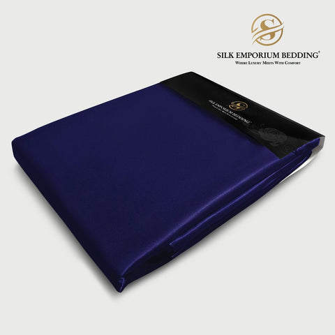 Silk Satin Bedsheet 3pcs (Navy Blue) - Silk Emporium Bedding