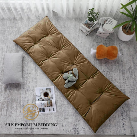 Velvet Sleeping Floor Mattress - (Brown) - Silk Emporium Bedding