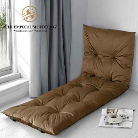 Velvet Sleeping Floor Mattress - (Brown) - Silk Emporium Bedding