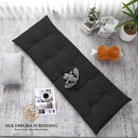 Velvet Sleeping Floor Mattress - (Charcoal Black) - Silk Emporium Bedding