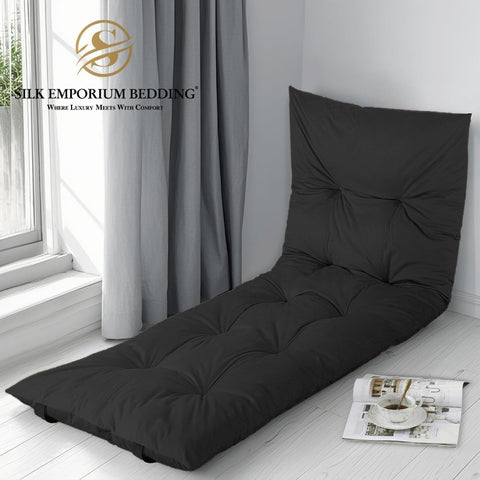 Velvet Sleeping Floor Mattress - (Charcoal Black) - Silk Emporium Bedding