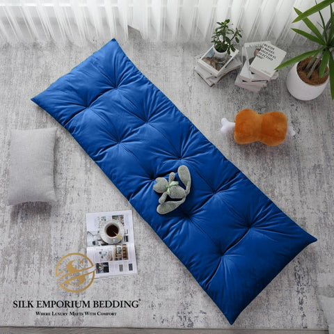 Velvet Sleeping Floor Mattress - (Navy Blue) - Silk Emporium Bedding