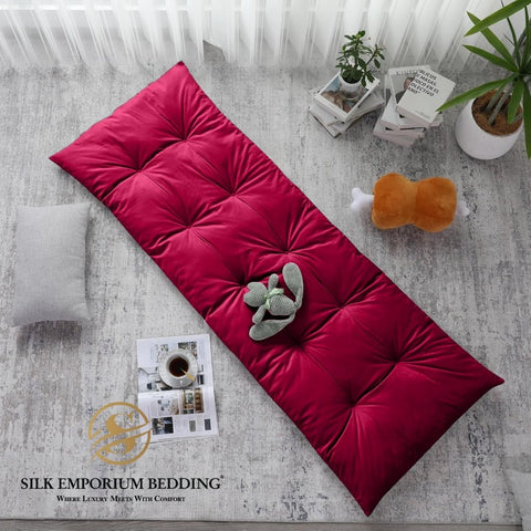 Velvet Sleeping Floor Mattress - (red) - Silk Emporium Bedding