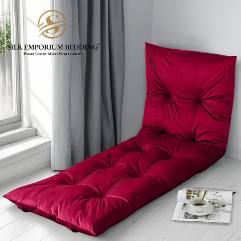 Velvet Sleeping Floor Mattress - (red) - Silk Emporium Bedding