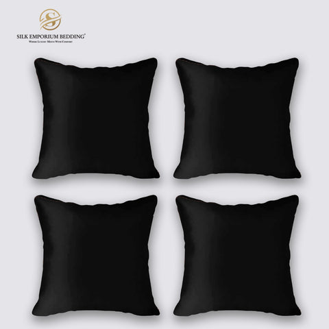 4 Pcs Silk Cushion Covers (Charcoal Black)