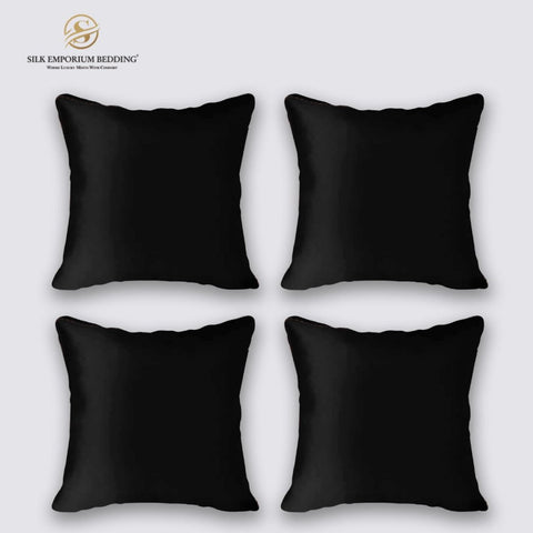 Azaadi Sale Silk Cushion Covers (Charcoal Black) - Silk Emporium Bedding
