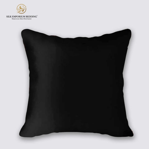 Azaadi Sale Silk Cushion Covers (Charcoal Black) - Silk Emporium Bedding