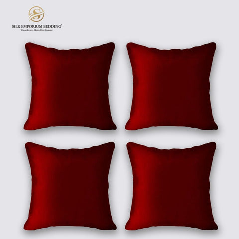 Azaadi Sale Silk Cushion Covers (Maroon) - Silk Emporium Bedding